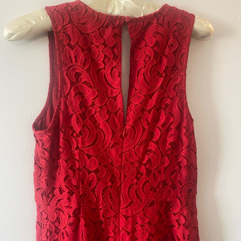Anthropologie Moulinette Soeurs Jaeda Red Lace Sleeveless Wide Leg Jumpsuit 0 - Picture 6 of 6
